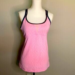 Zella straps back pink workout top L see Video Gorgeous